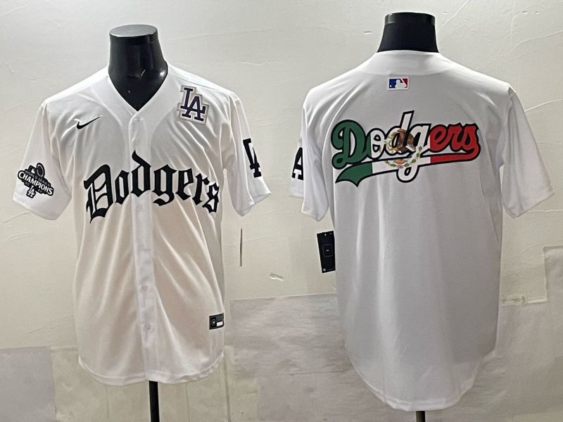 Men 2025 Los Angeles Dodgers Blank White 7th generations Joint Name Nike MLB Jersey style 09
